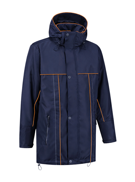 Water- en winddichte winterwerkjas – navy/oranje