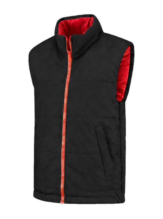 Omkeerbare werkbodywarmer – zwart/rood