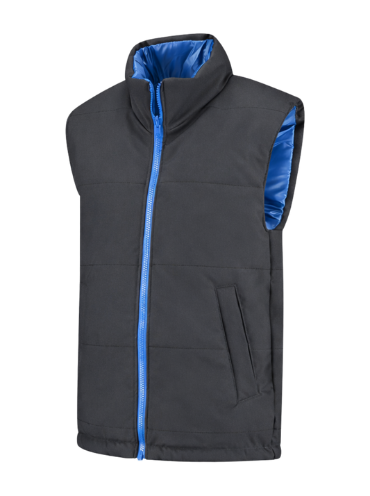 Omkeerbare werkbodywarmer – antraciet/kobalt