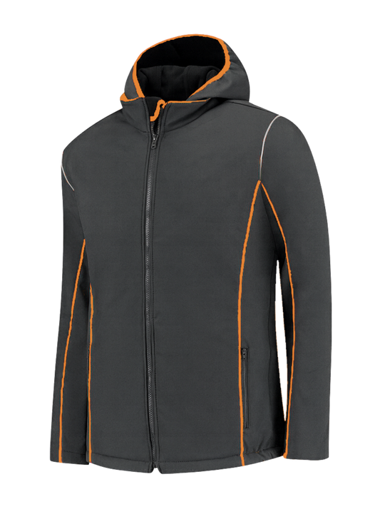 Comfortabele softshell werkjas – antraciet/oranje