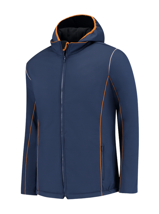 Comfortabele softshell werkjas – navy/oranje