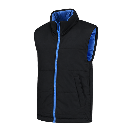 Bodywarmer Zwart met kleuraccent blauw- voor professionals comfortabel, duurzaam en representatief