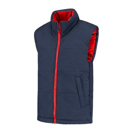 Bodywarmer Navy met kleuraccent rood- voor professionals comfortabel, duurzaam en representatief