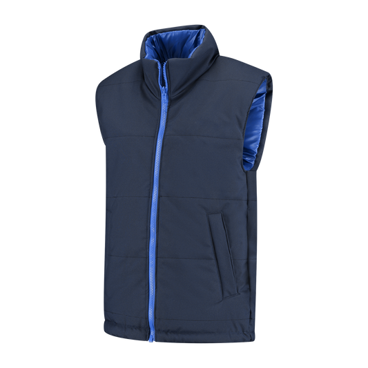Bodywarmer Navy met kleuraccent blauw- voor professionals comfortabel, duurzaam en representatief