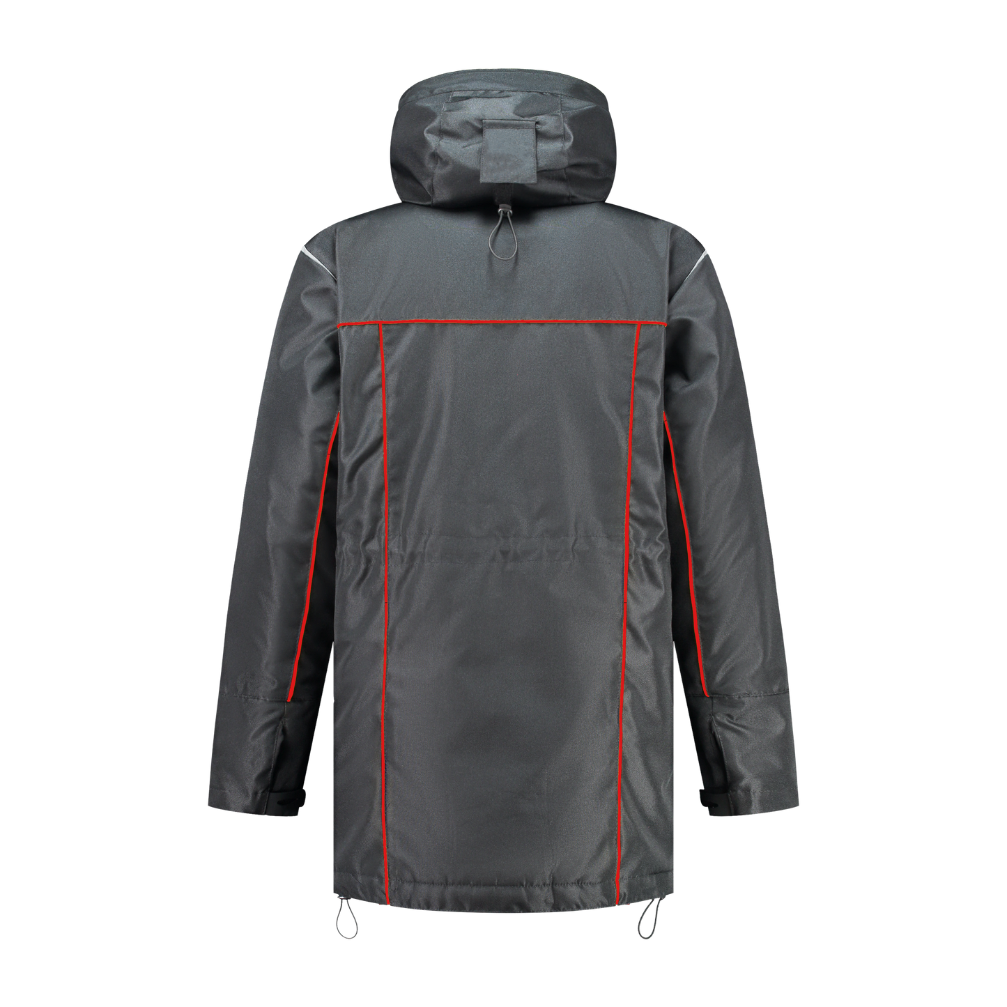 Winter werkjas antraciet met kleuraccent rood voor professionals  warm, waterdicht en herkenbaar