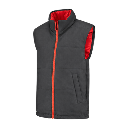 Bodywarmer Antraciet met kleuraccent rood- voor professionals comfortabel, representatief en duurzaam