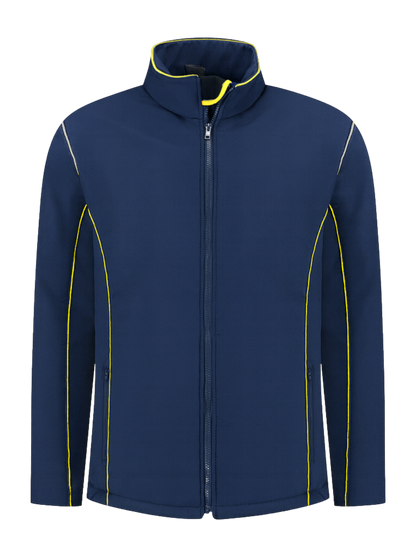 Comfortabele softshell werkjas – navy/geel