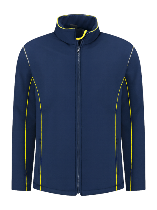 Comfortabele softshell werkjas – navy/geel