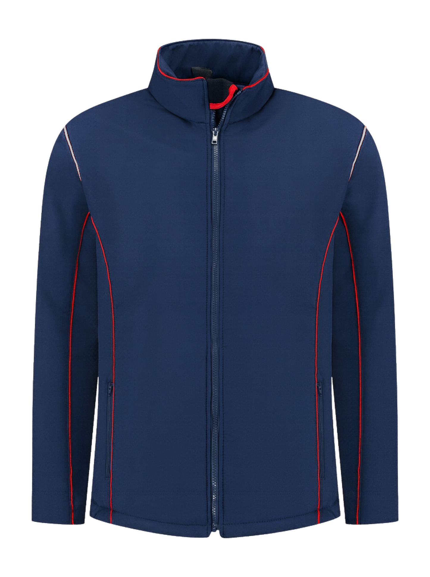Comfortabele softshell werkjas – navy/rood