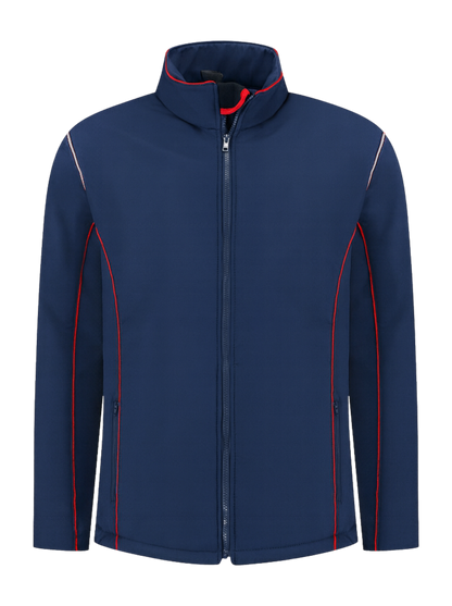 Comfortabele softshell werkjas – navy/rood