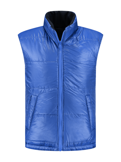 Omkeerbare werkbodywarmer – zwart/kobalt