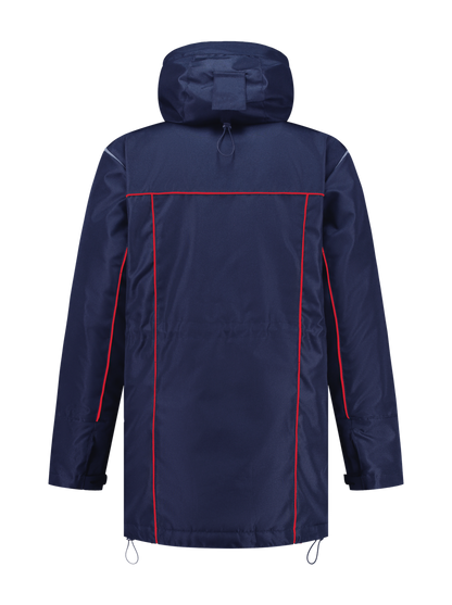 Water- en winddichte winterwerkjas– navy/rood