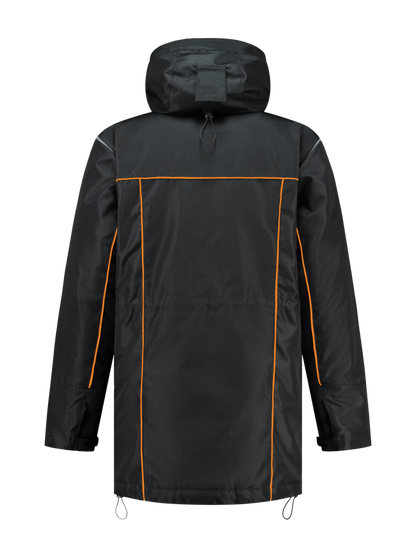 Water- en winddichte winterwerkjas – zwart/oranje