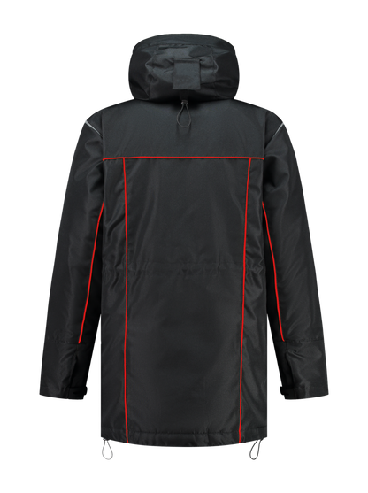 Water- en winddichte winterwerkjas – zwart/rood