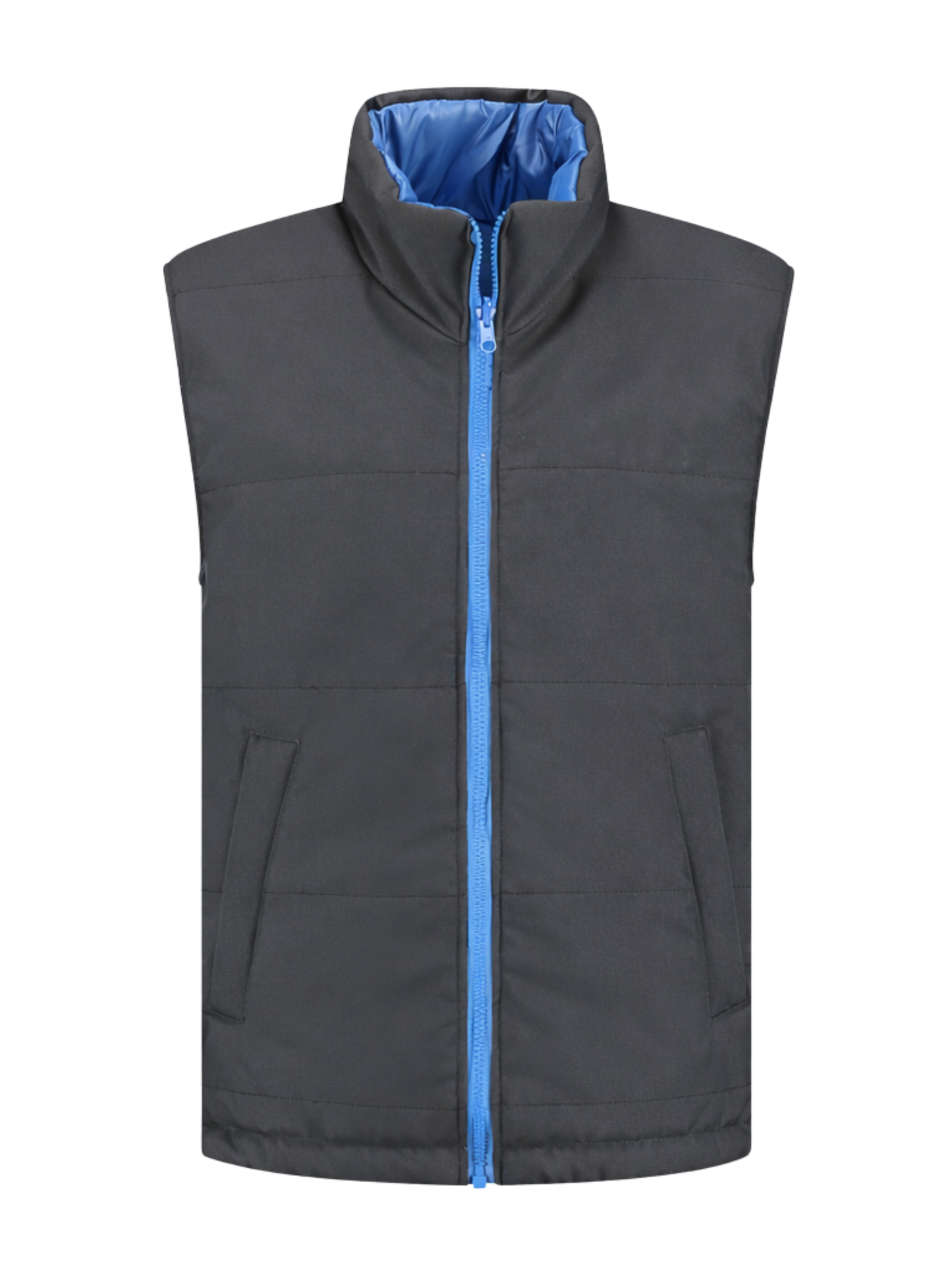 Omkeerbare werkbodywarmer – antraciet/kobalt