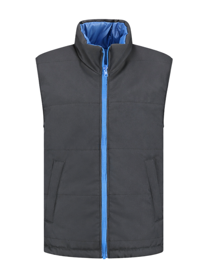 Omkeerbare werkbodywarmer – antraciet/kobalt