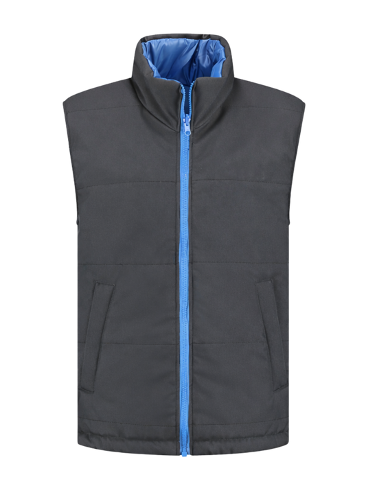 Omkeerbare werkbodywarmer – antraciet/kobalt