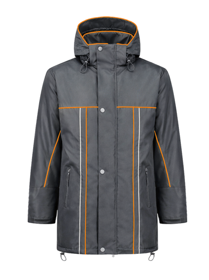 Water- en winddichte winterwerkjas – antraciet/oranje