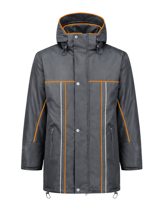 Water- en winddichte winterwerkjas – antraciet/oranje