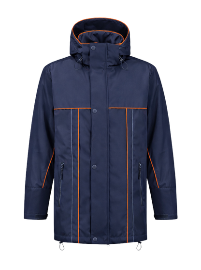 Water- en winddichte winterwerkjas – navy/oranje