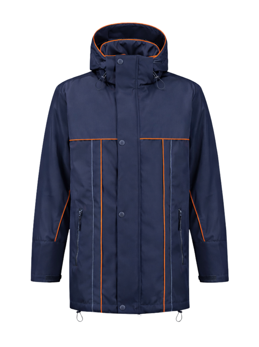 Water- en winddichte winterwerkjas – navy/oranje
