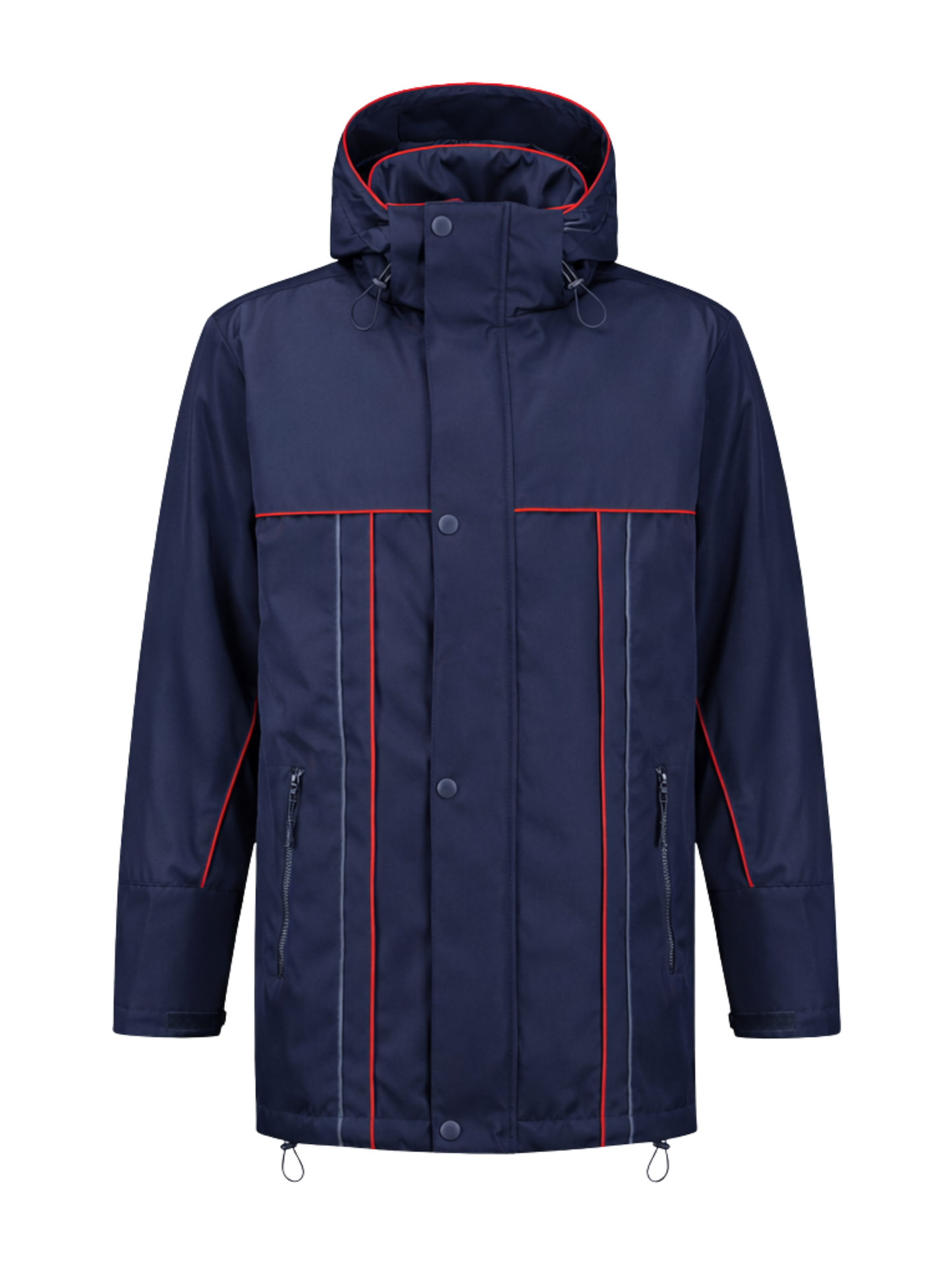 Water- en winddichte winterwerkjas– navy/rood