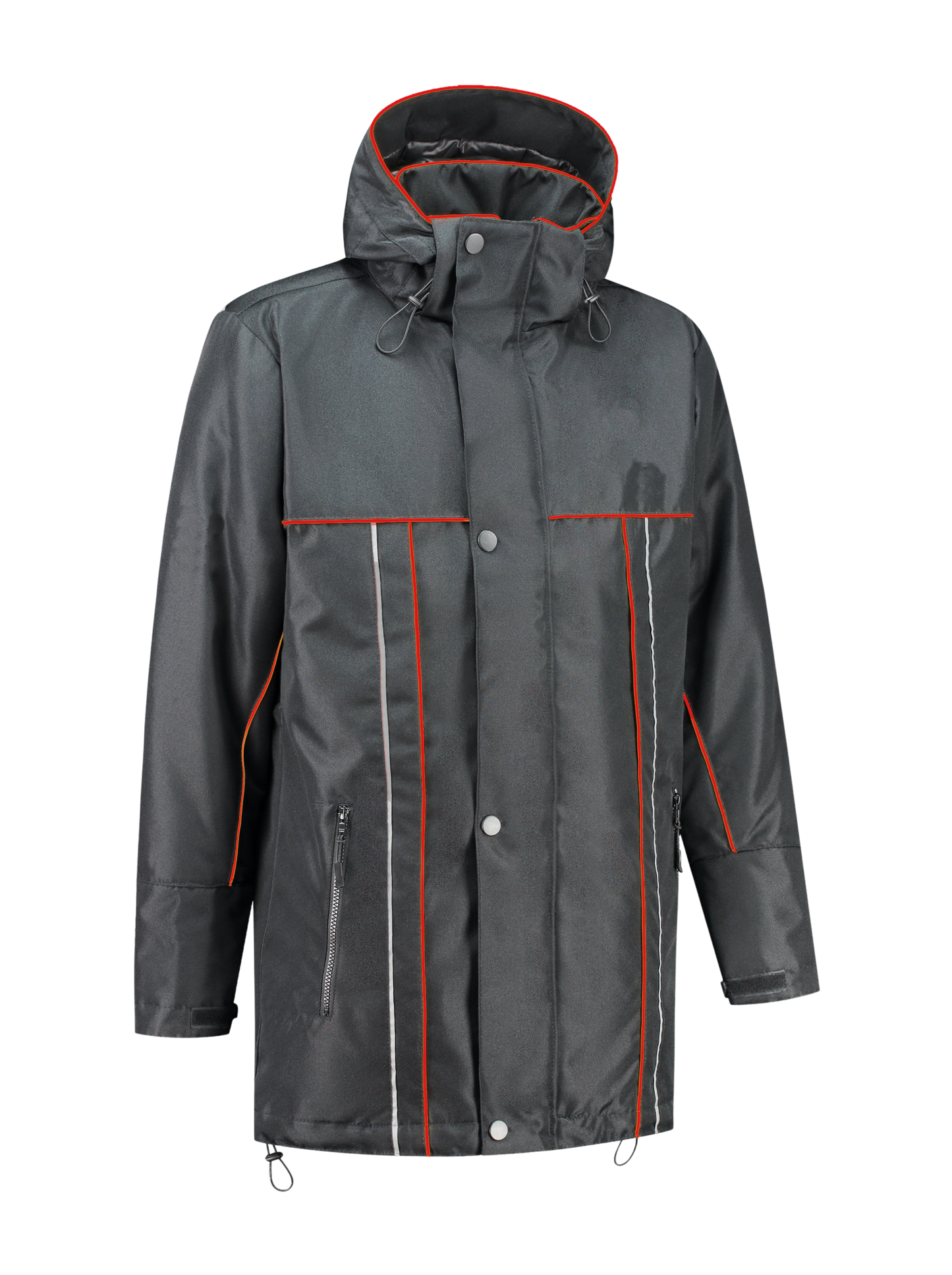 Water- en winddichte winterwerkjas – antraciet/rood