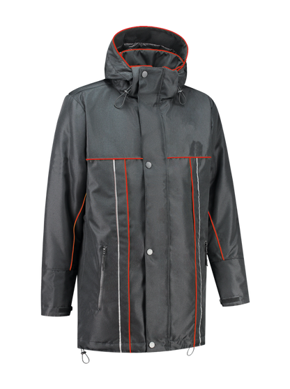 Water- en winddichte winterwerkjas – antraciet/rood