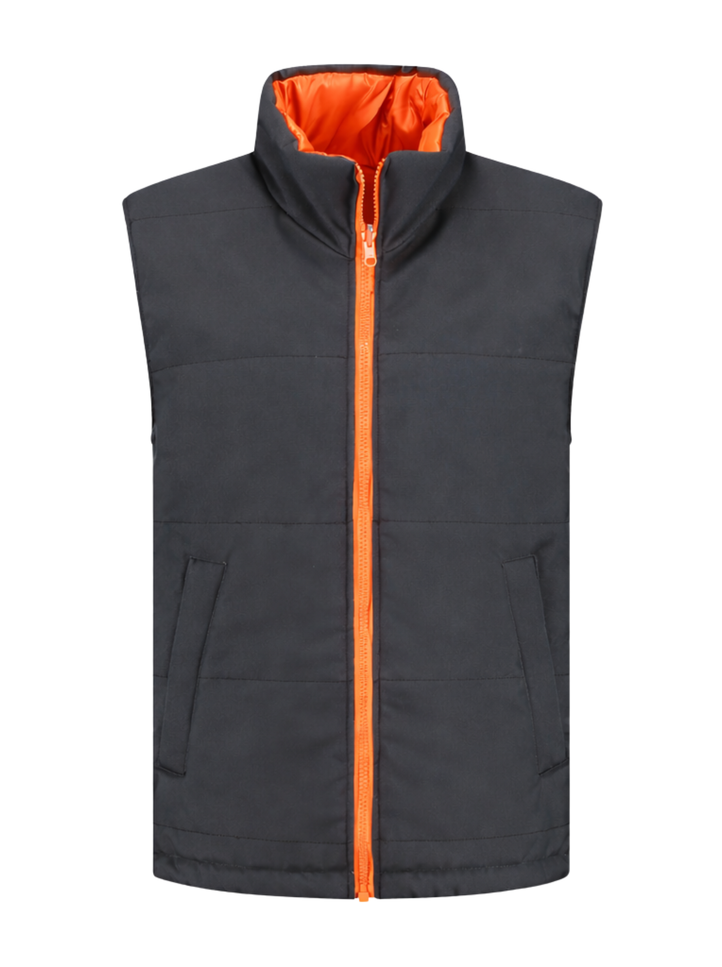 Omkeerbare werkbodywarmer– antraciet/oranje