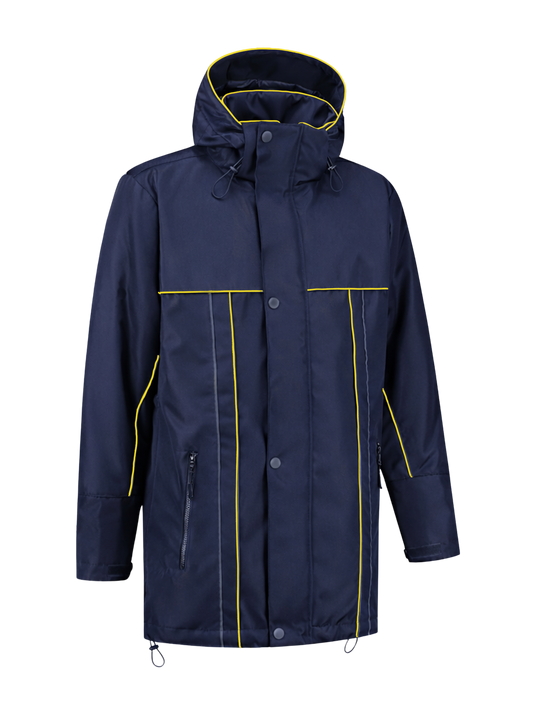 Water- en winddichte winterwerkjas – navy/geel