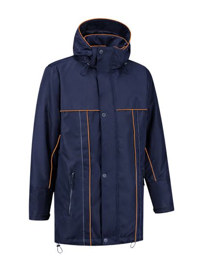 Water- en winddichte winterwerkjas – navy/oranje