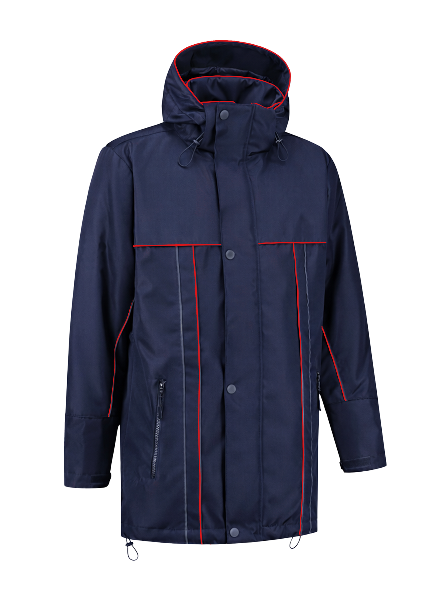 Water- en winddichte winterwerkjas– navy/rood