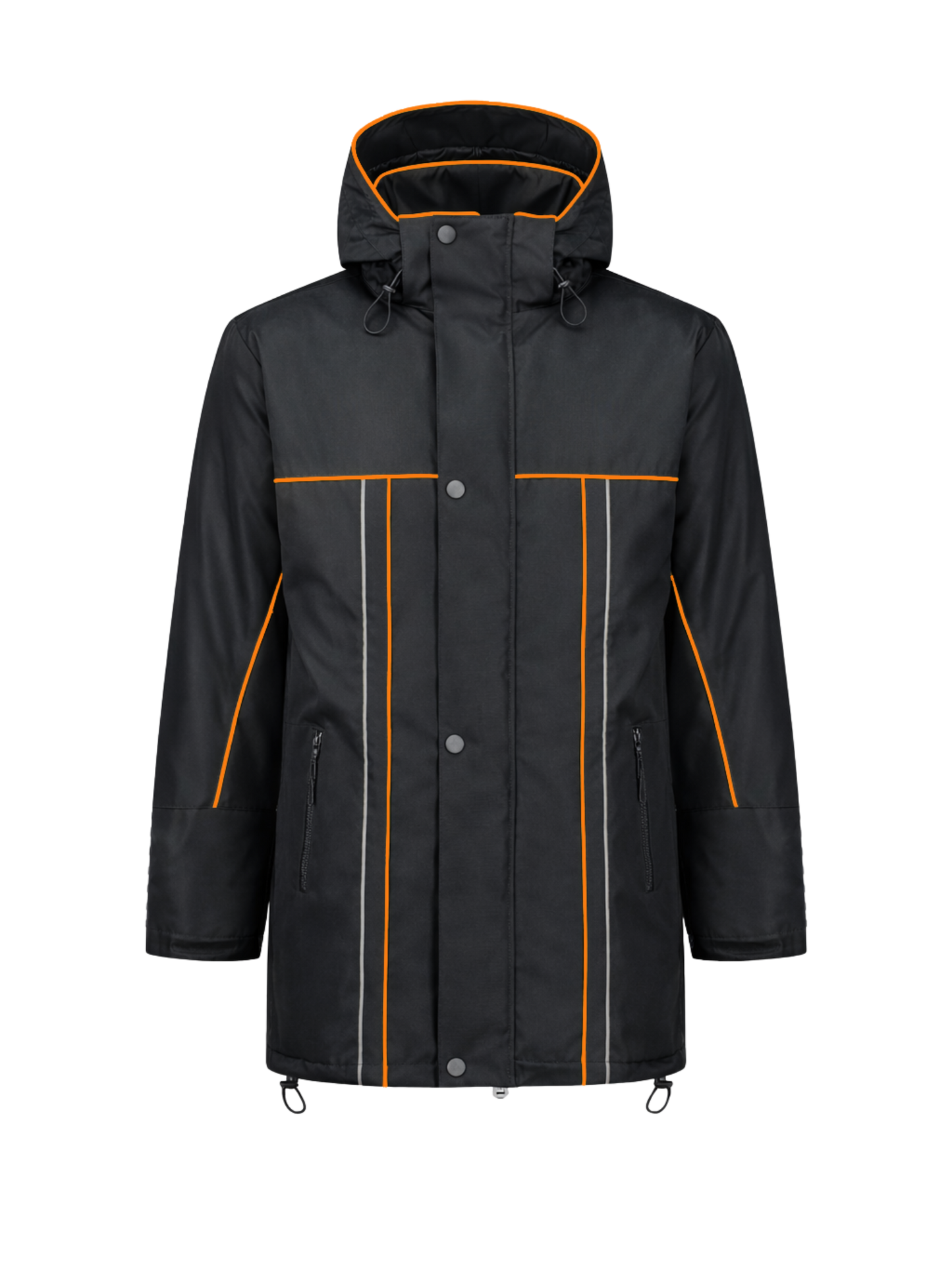 Water- en winddichte winterwerkjas – zwart/oranje