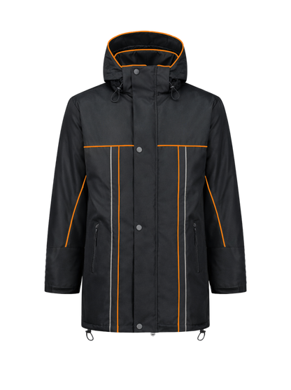 Water- en winddichte winterwerkjas – zwart/oranje