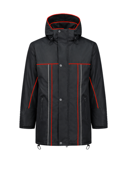 Water- en winddichte winterwerkjas – zwart/rood