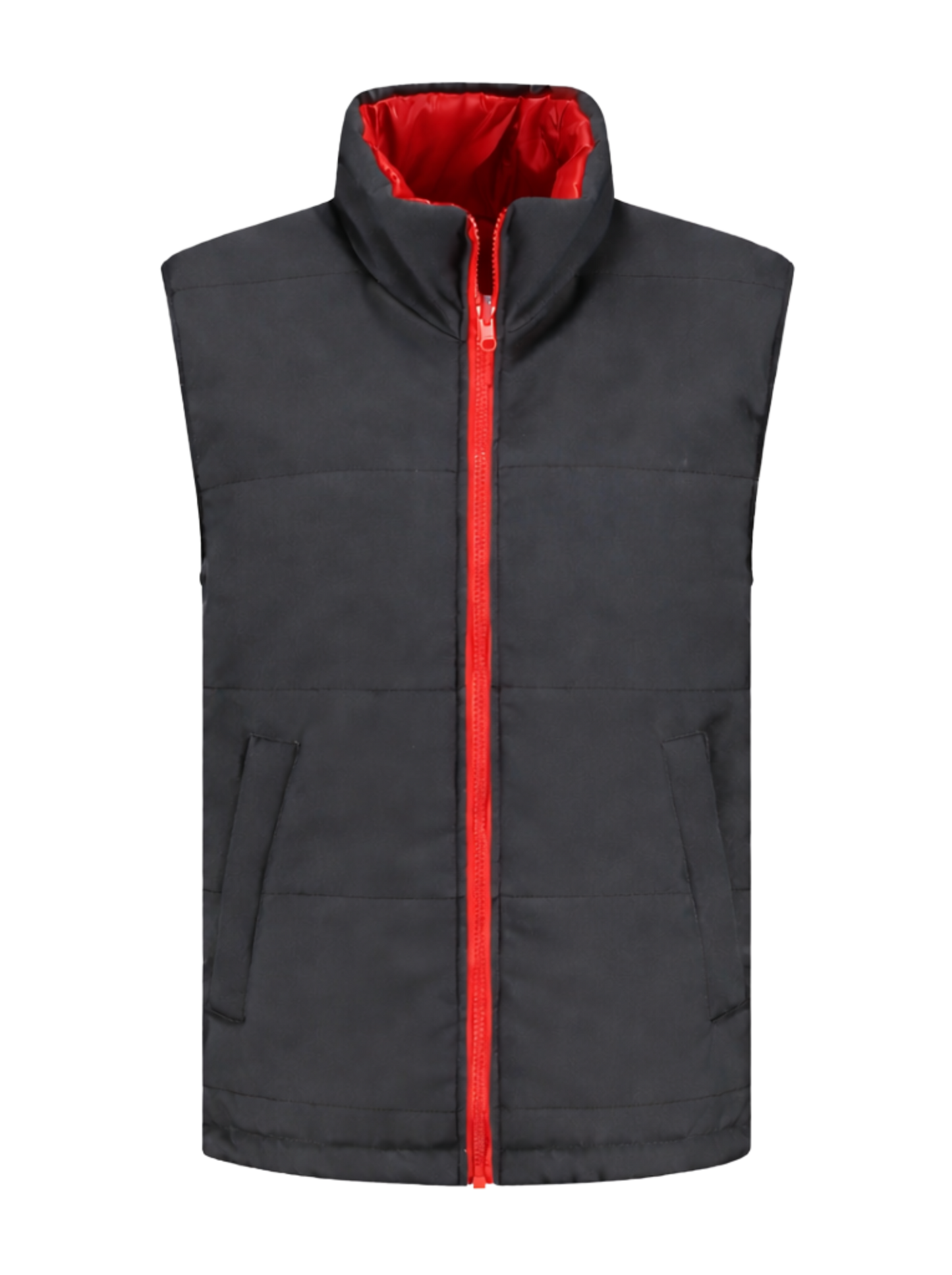 Omkeerbare werkbodywarmer – antraciet/rood