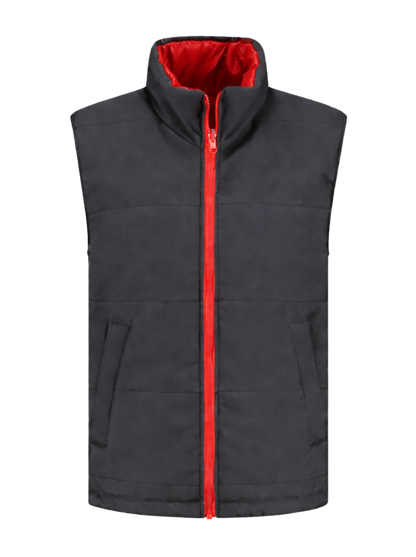Omkeerbare werkbodywarmer – antraciet/rood