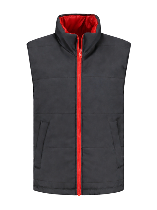 Omkeerbare werkbodywarmer – antraciet/rood