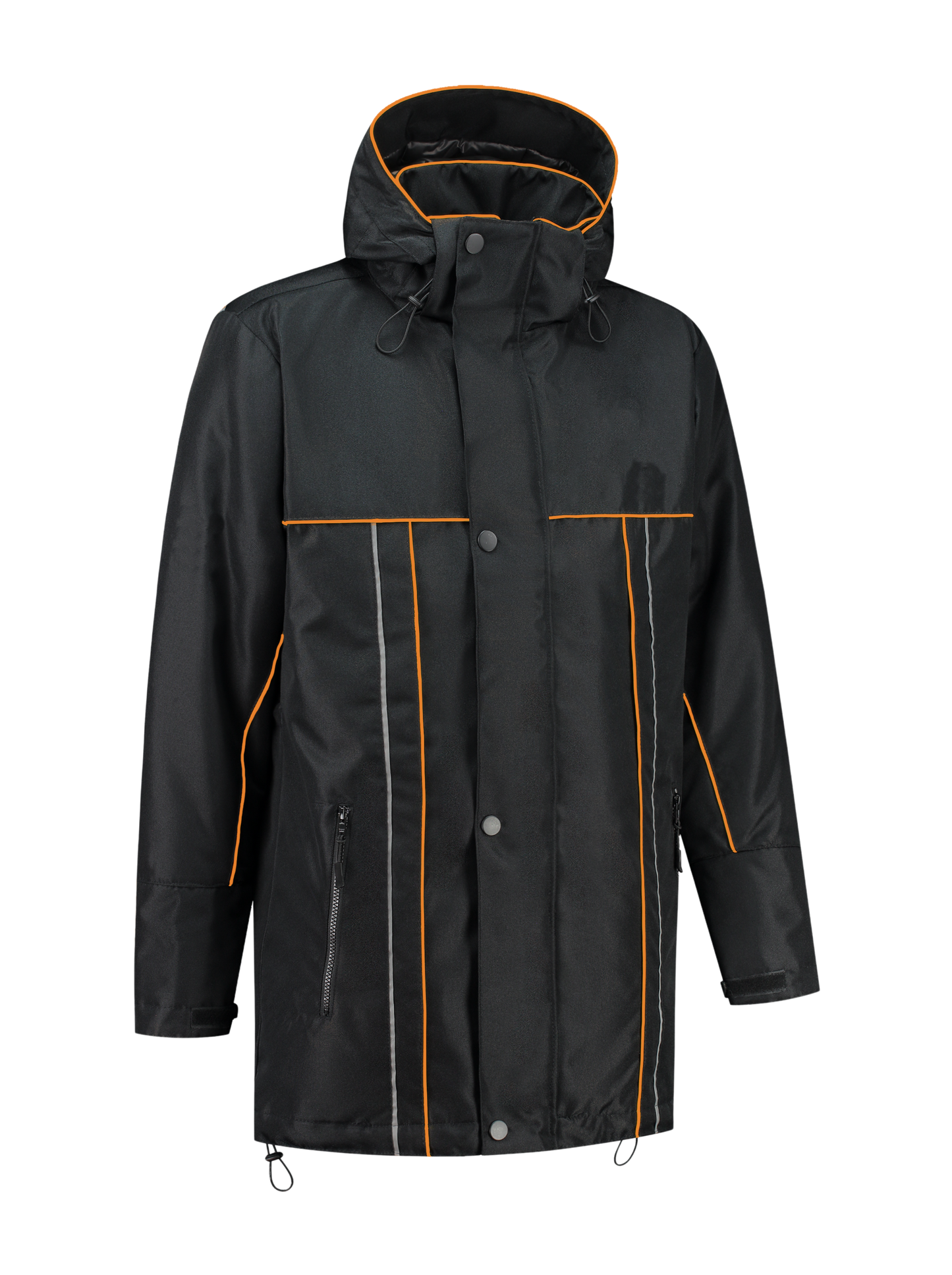 Water- en winddichte winterwerkjas – zwart/oranje
