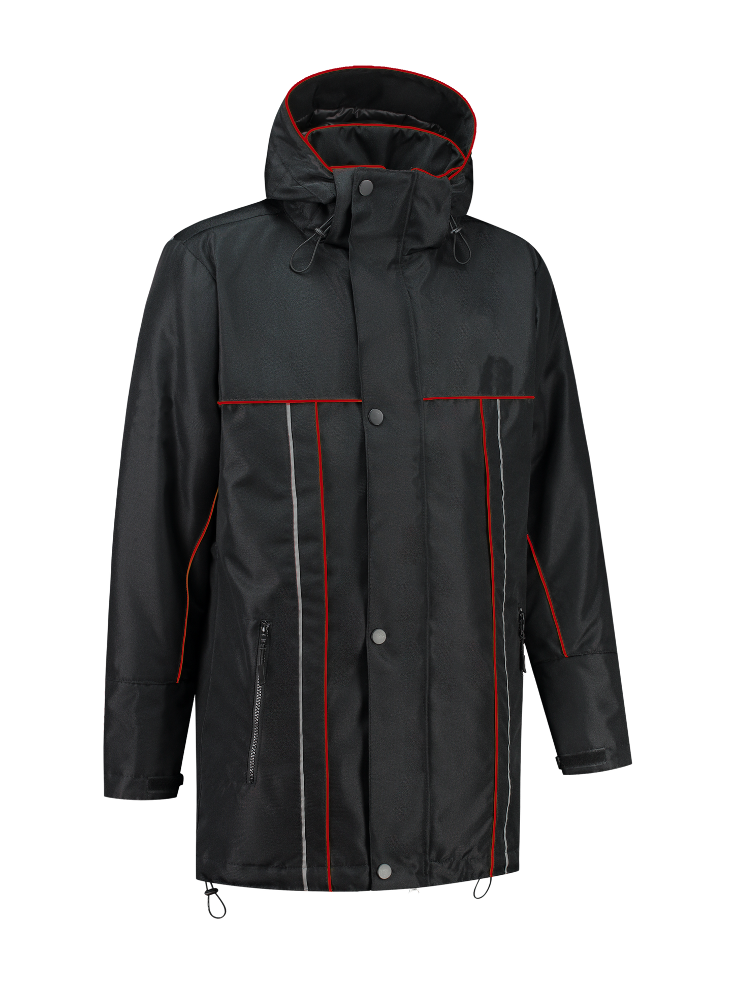 Water- en winddichte winterwerkjas – zwart/rood
