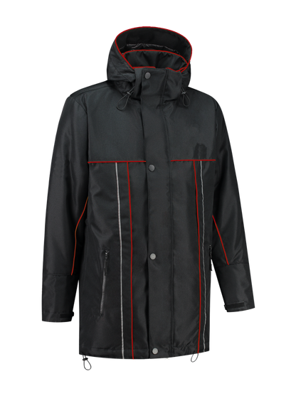Water- en winddichte winterwerkjas – zwart/rood