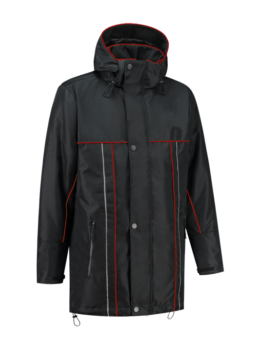 Water- en winddichte winterwerkjas – zwart/rood