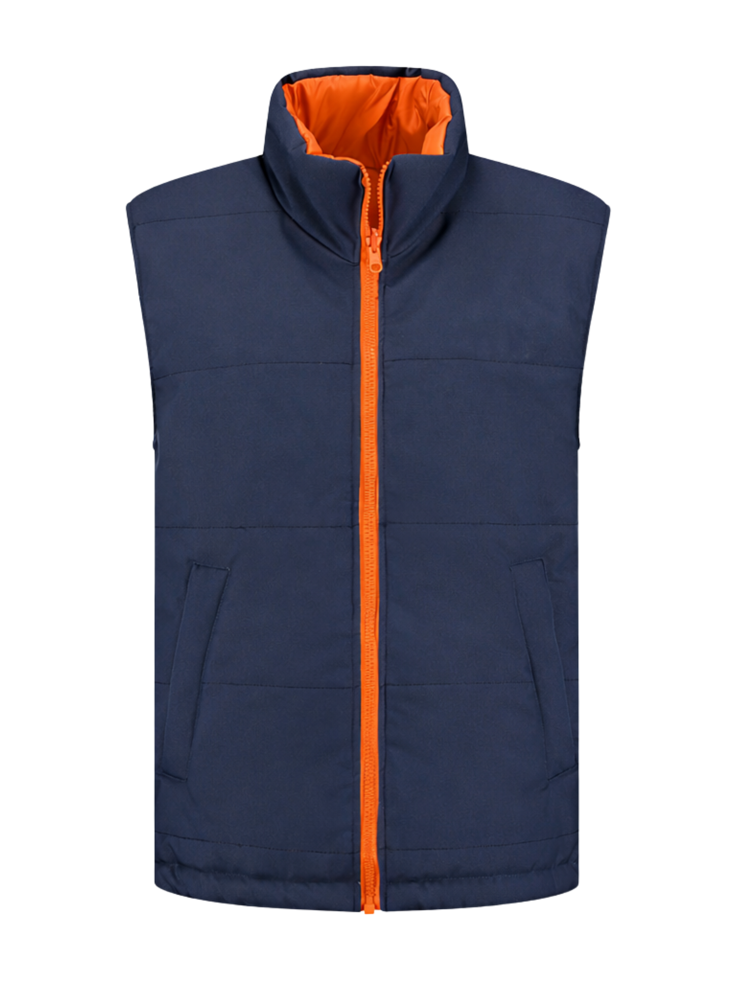 Omkeerbare werkbodywarmer – navy/oranje