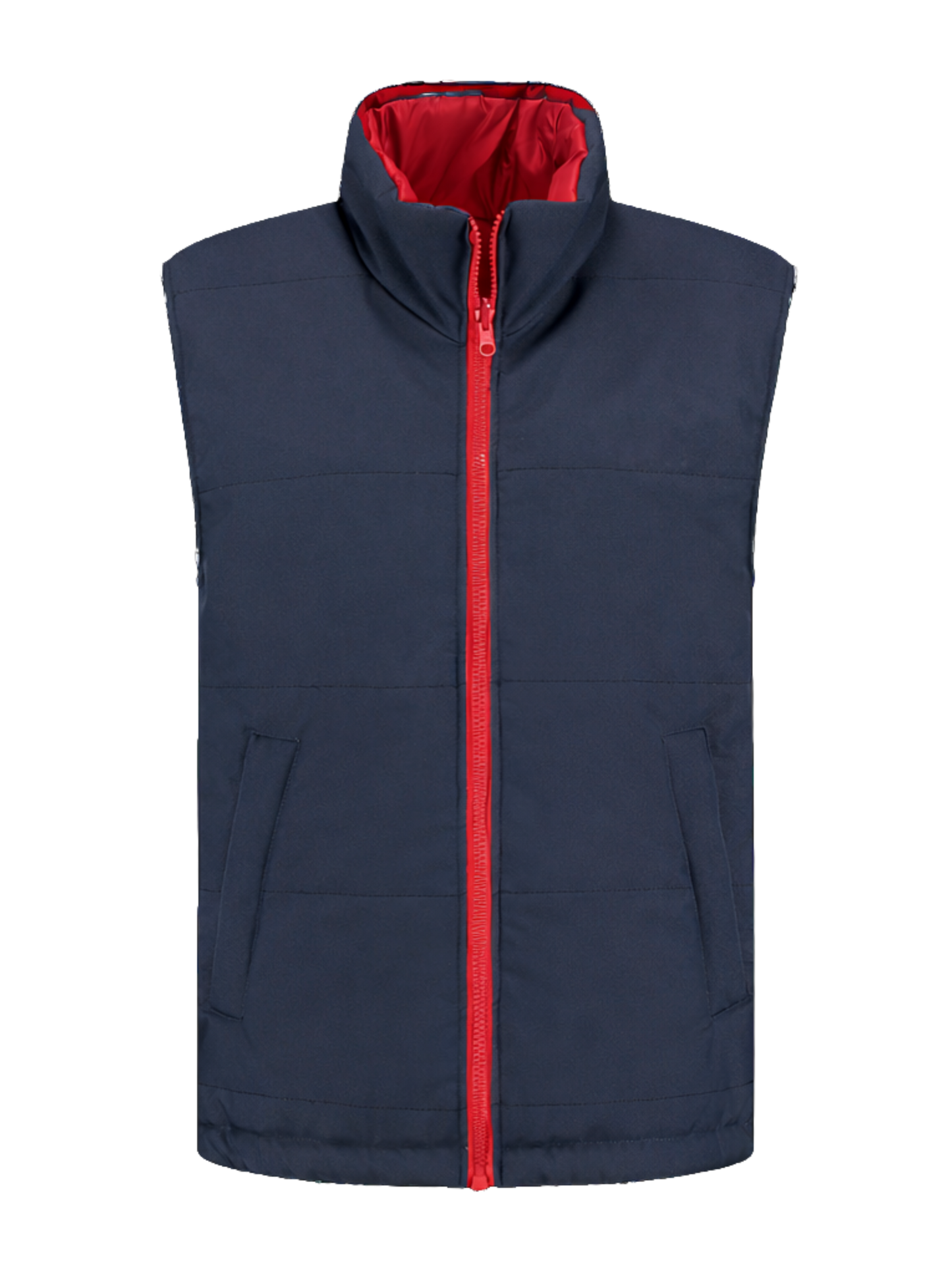 Omkeerbare werkbodywarmer – navy/rood