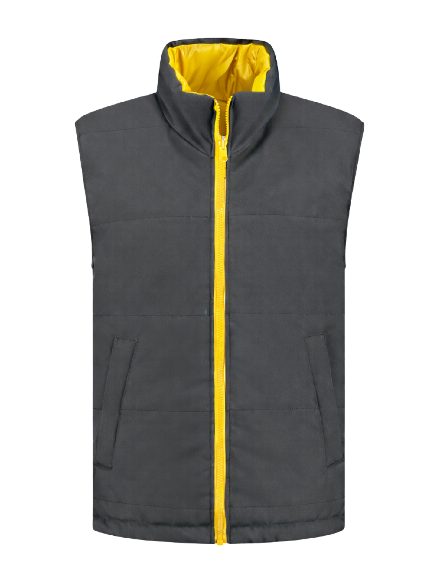 Omkeerbare werkbodywarmer – antraciet/geel