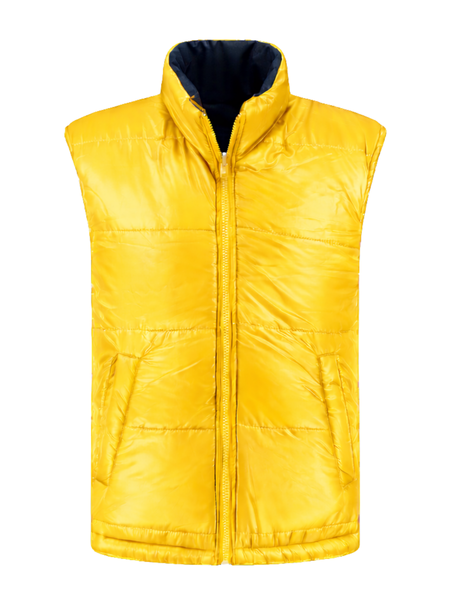 Omkeerbare werkbodywarmer – navy/geel