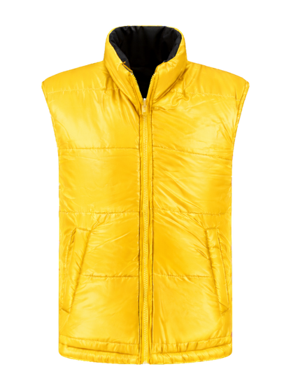 Omkeerbare werkbodywarmer – zwart/geel