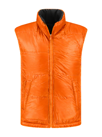 Omkeerbare werkbodywarmer– antraciet/oranje