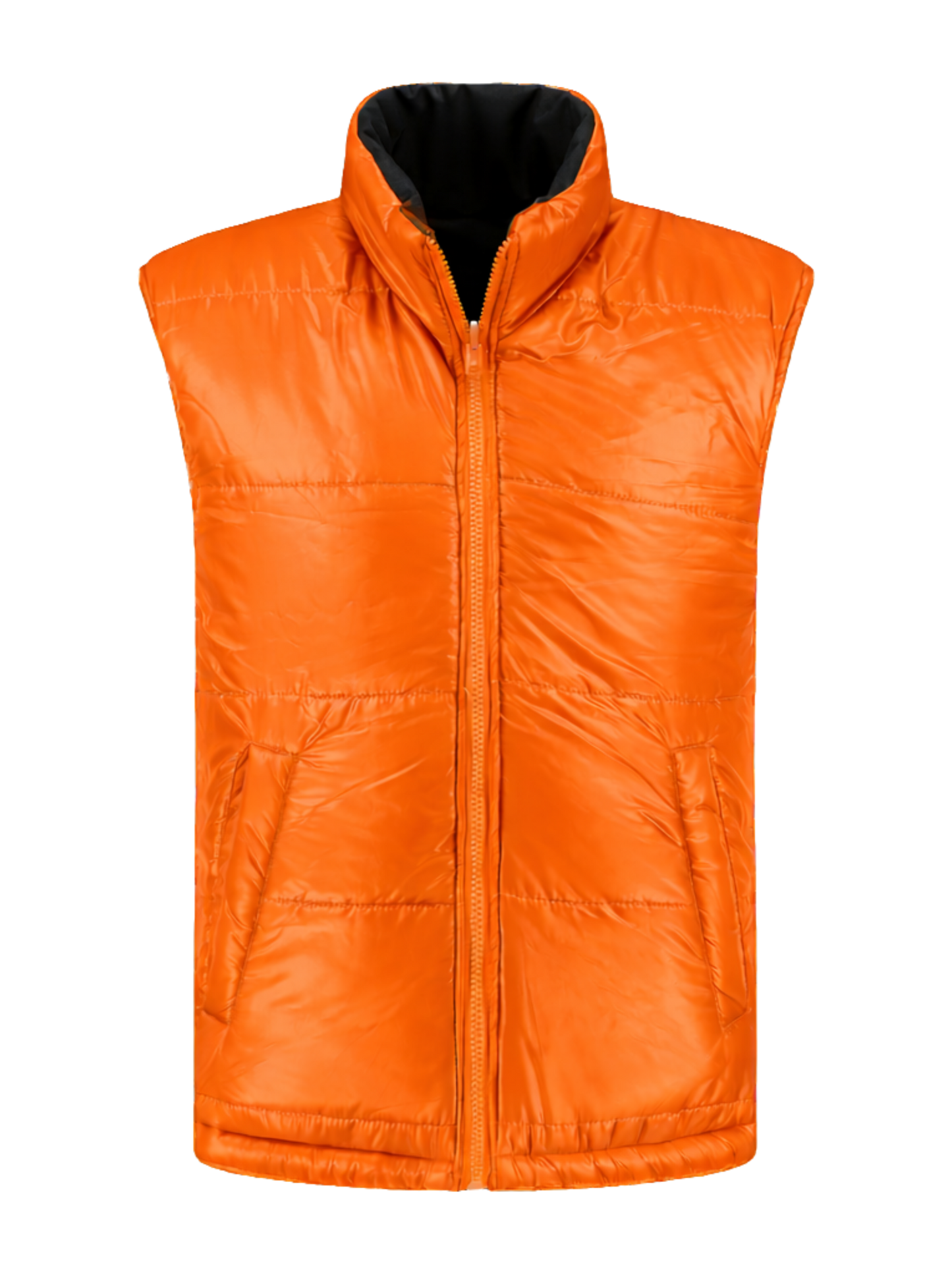 Omkeerbare werkbodywarmer –zwart/oranje