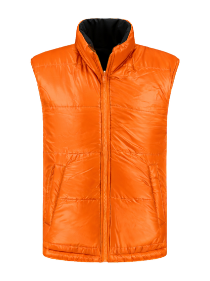 Omkeerbare werkbodywarmer –zwart/oranje